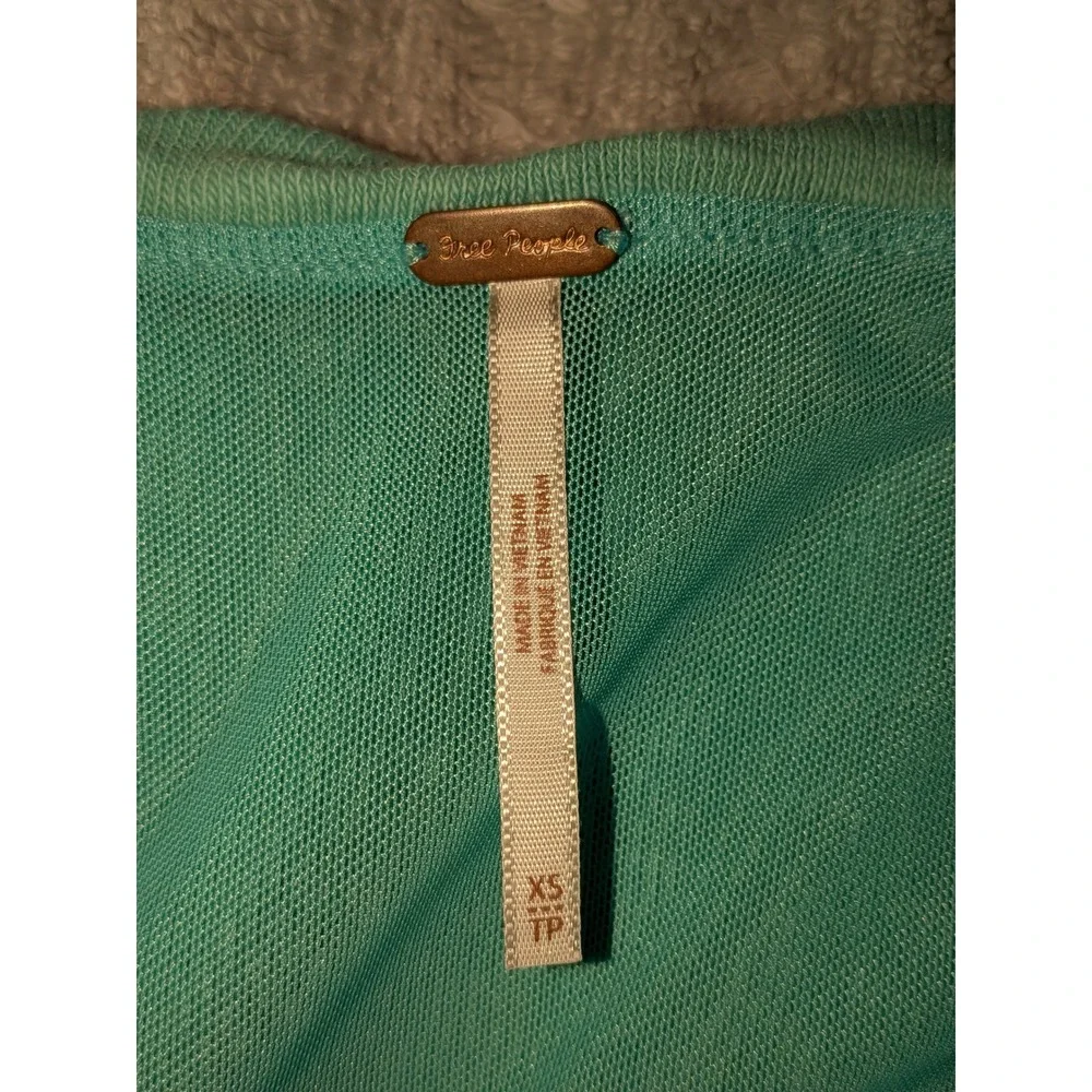 Free People Tie Strap Tank Top Ruched Sleeveless Turquoise‎ Blue XS